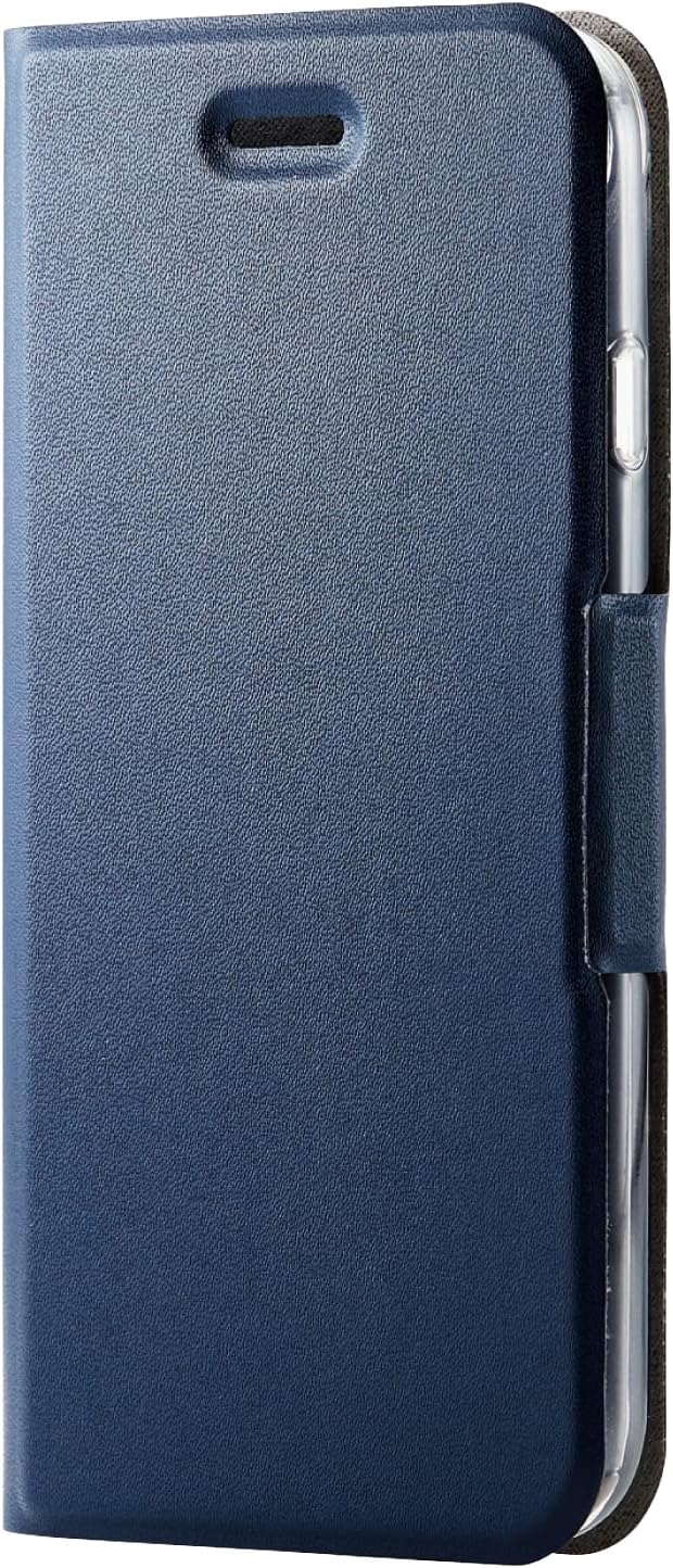 Elecom PM-A22SPLFUNV Flip Case for iPhone SE (2nd Generation/3rd Generation)/8/7, Leather, Thin, Navy