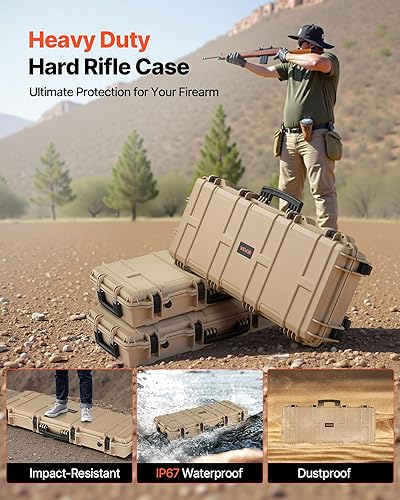 Miniatura 46 de VEVOR Rifle Case, Rifle Hard Case with 4 Layers Fully-protective Foams, Lockable Hard Gun Case with Wheels, IP67 Waterproof & Crushproof, for Rifles