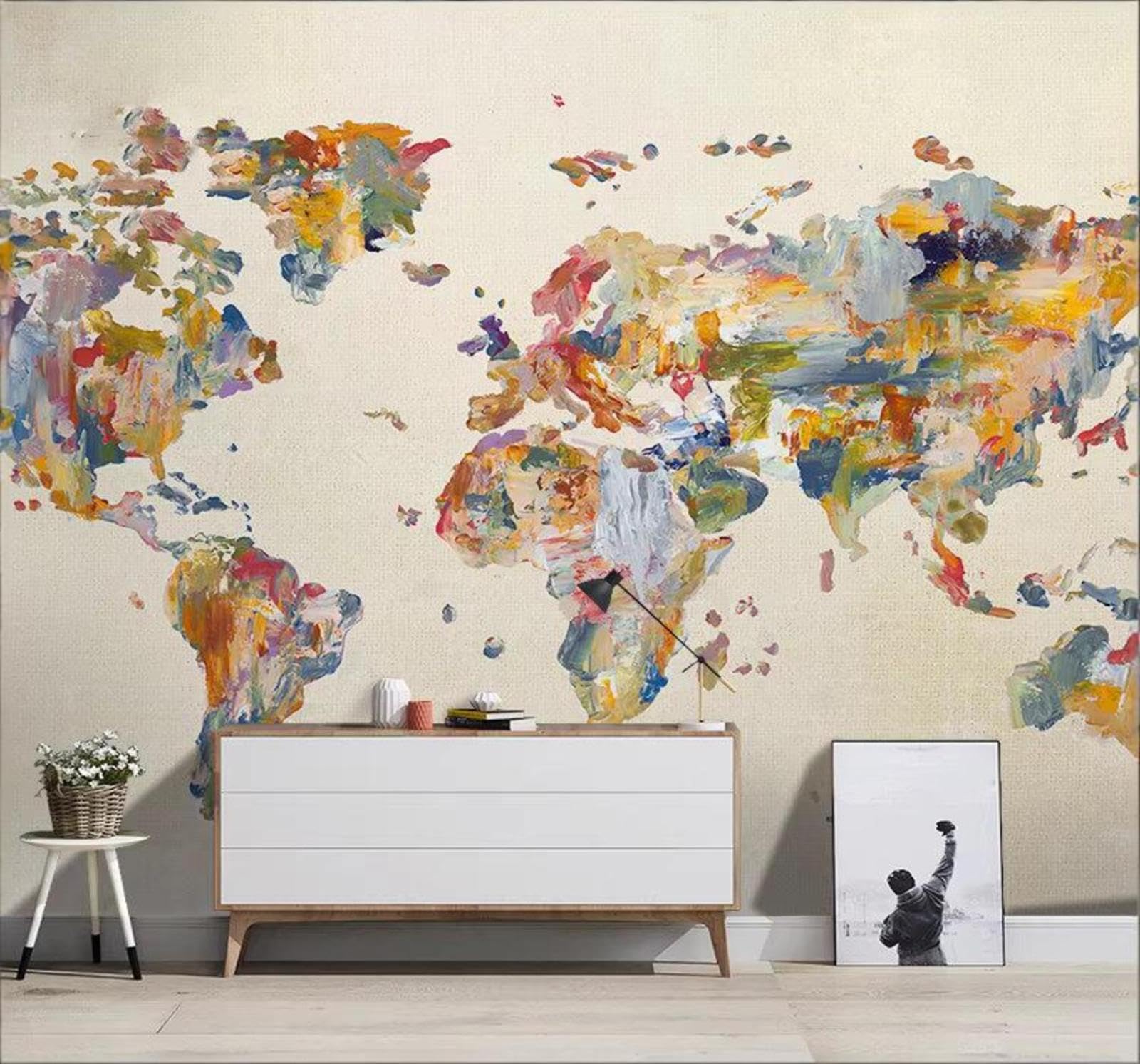 Abstract Colourful Graffiti World Map Art 3D Wallpaper Easy Install Feature Office Living Room Sofa Bedroom TV Background Wall Decoration-350cm×256cm