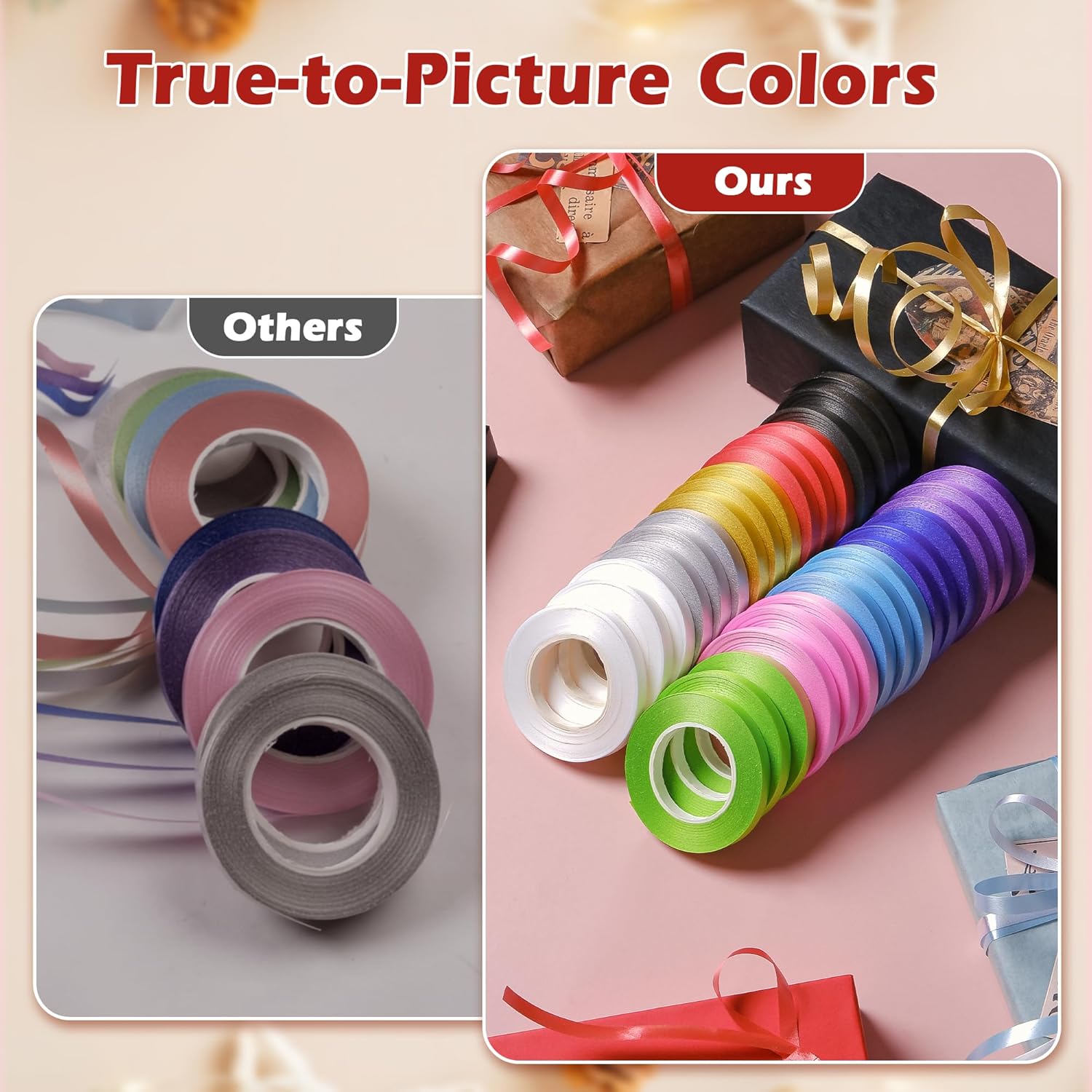 Curling Ribbon for Gift Wrapping: A 10-Color Pack of 1/5 Inch Decorative Ribbon for Valentine's Day Gift Decor & Romantic Presents and Party Balloons - Image 3
