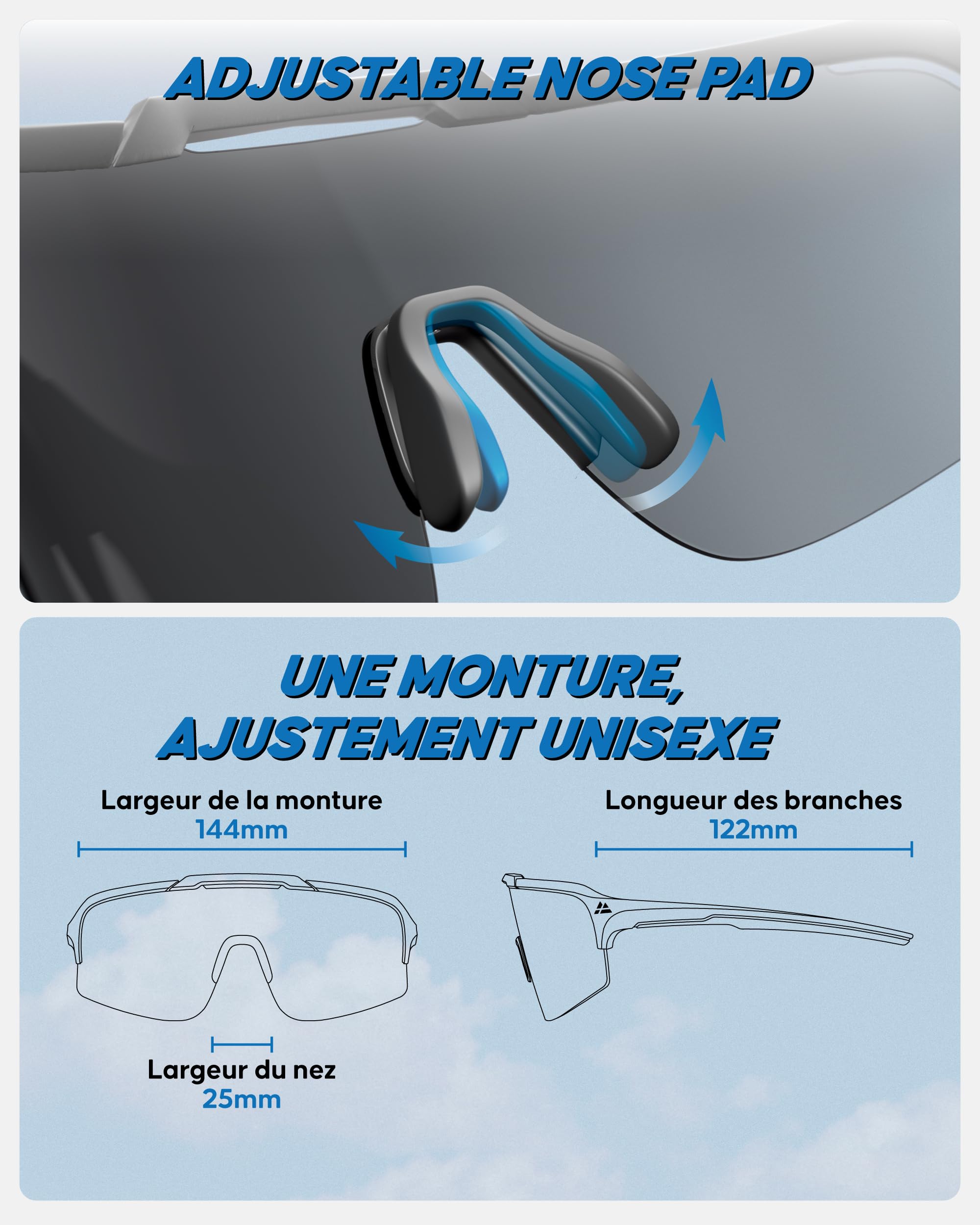 DANISH ENDURANCE Lunettes de Soleil Sport TR90, Maintien Sécurisé, UV400