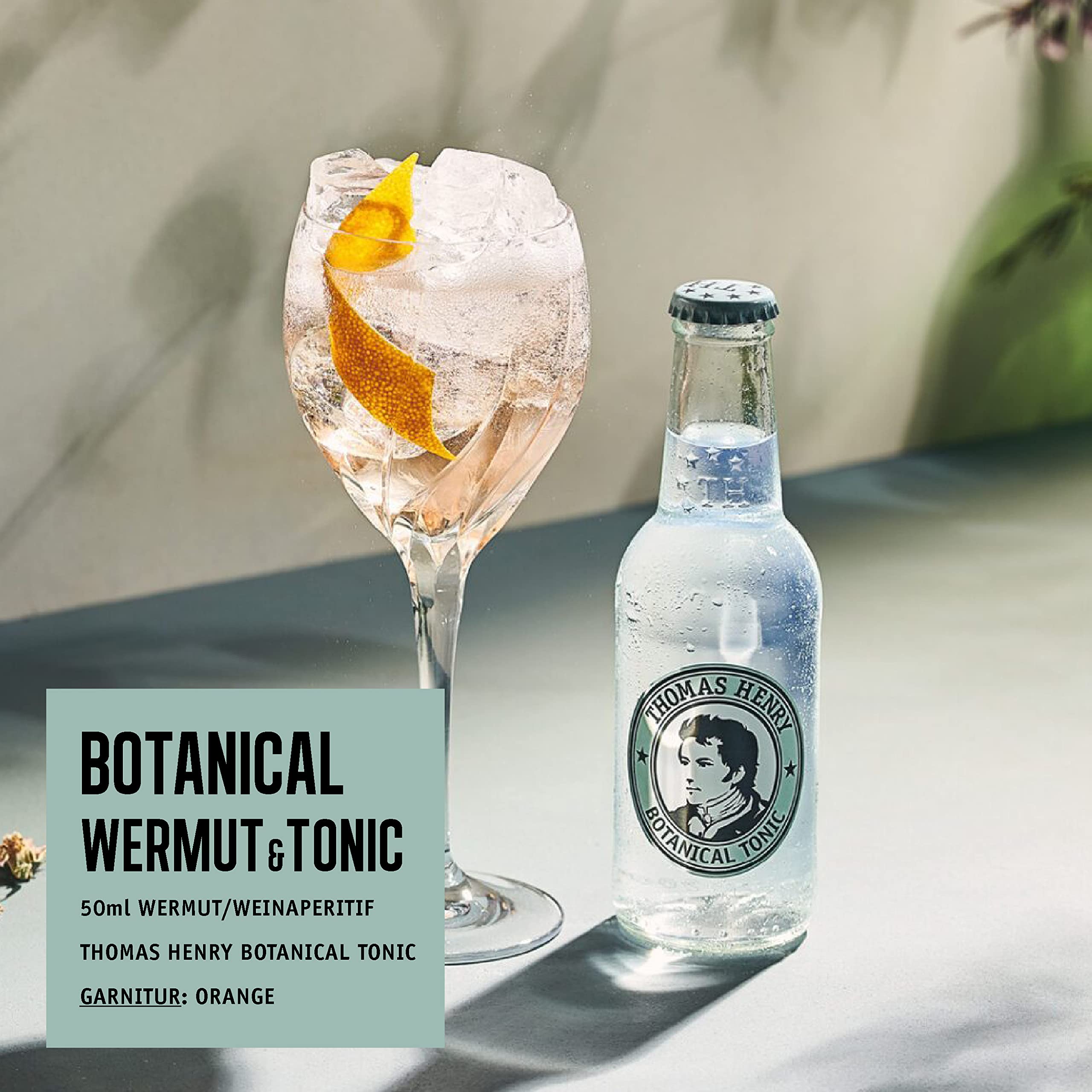 Thomas Henry Botanical Tonic Water – emozionante mild – (3 x 4 x 0,2 l in vetro MW) – Set di 3 limonade amare per mescolare i tuoi longdrink e cocktail con gin & Co.