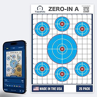 Zero-in A Paper Targets - 12 x 18 Inches Cardstock - Designed and Made in USA - 25 Pack - PN P01Z01-025T - Free Mobile App