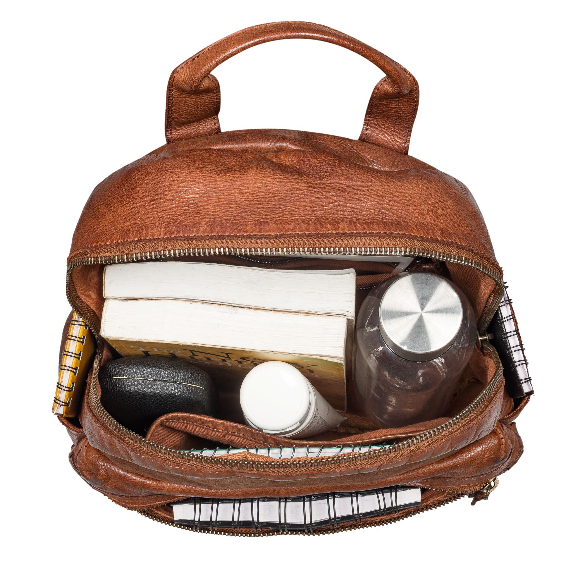 STILORD 'Wichita' Leder Rucksack Damen Klein Geflochten Vintage Daypack Kleiner Cityrucksack Echtleder Frauen Boho Retro - Lederrucksack Weiches Leder