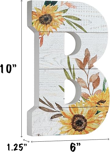 Miniatura 2 de COLLECTIVE HOME - Letras de madera de 10 pulgadas para decoración de pared, decoración del alfabeto de mesa de girasol, decoración de casa de campo