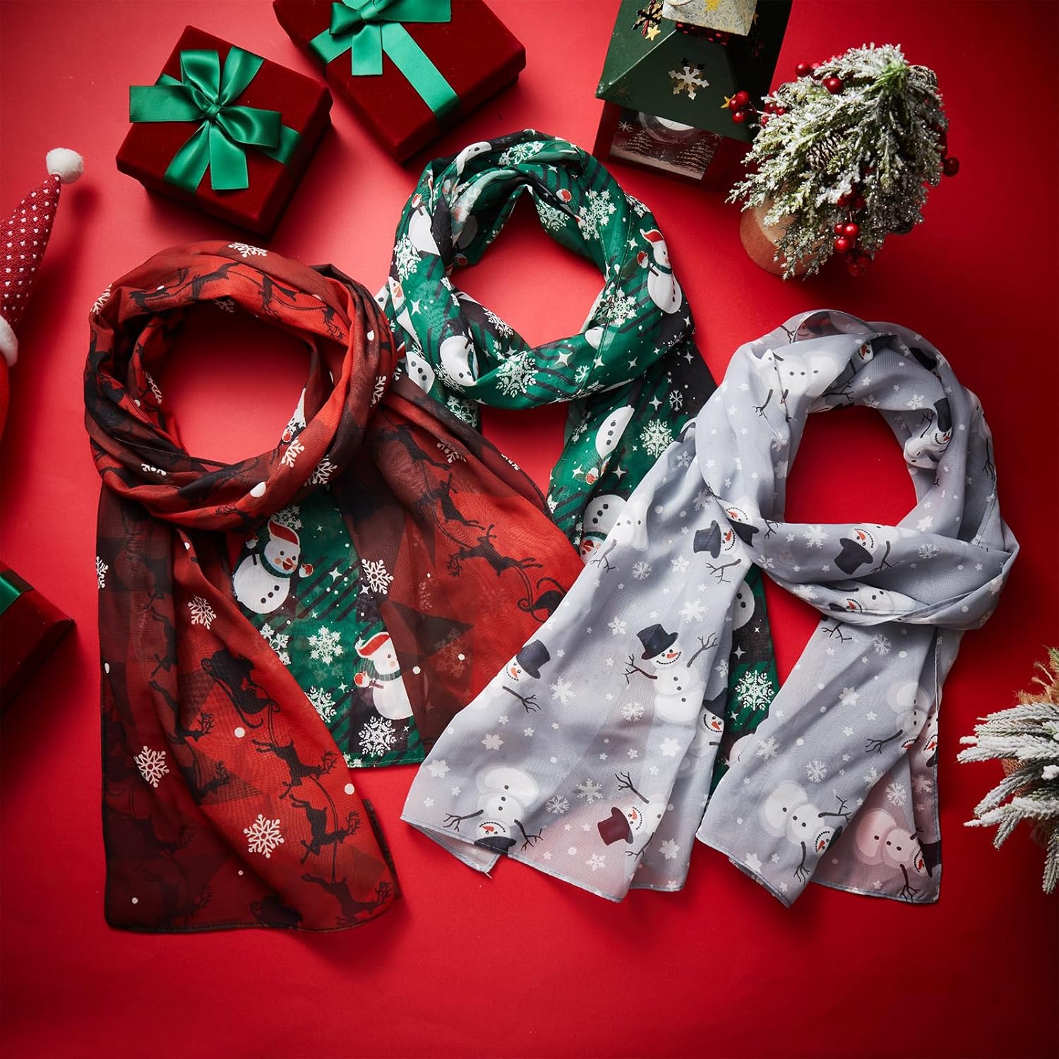 Shinymoon 8 Pcs Christmas Scarf for Women Soft Lightweight Scarf Winter Holiday Scarves for Xmas Decoration Present - Image 6