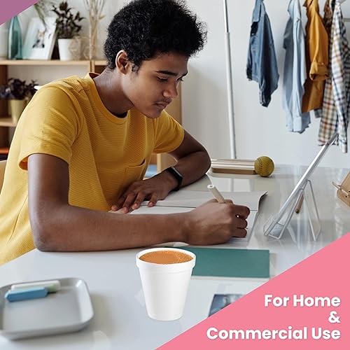 Miniatura 6 de Pantryware Essentials Vasos desechables de espuma blanca de 8 onzas, paquete de 50 unidades. Vasos desechables de espuma para bebidas calientesfrías.