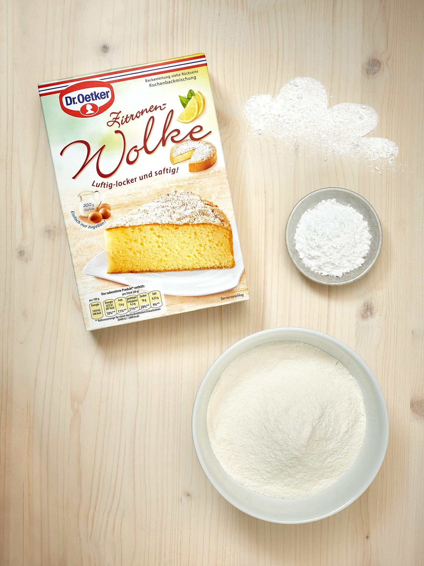 Dr. Oetker Kuchen-Backmischung Zitronen-Wolke 6er Pack, Backmischung für besonders luftig-lockeren Zitronen-Rührkuchen, Teigmischung für einfache Zubereitung, 6 x 430 g