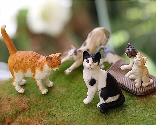 Miniatura 3 de Gemini&Genius 6 juguetes de gato para niños, figuras de gato, gatitos realistas para niños pequeños, juguetes divertidos de animales para mascotas,
