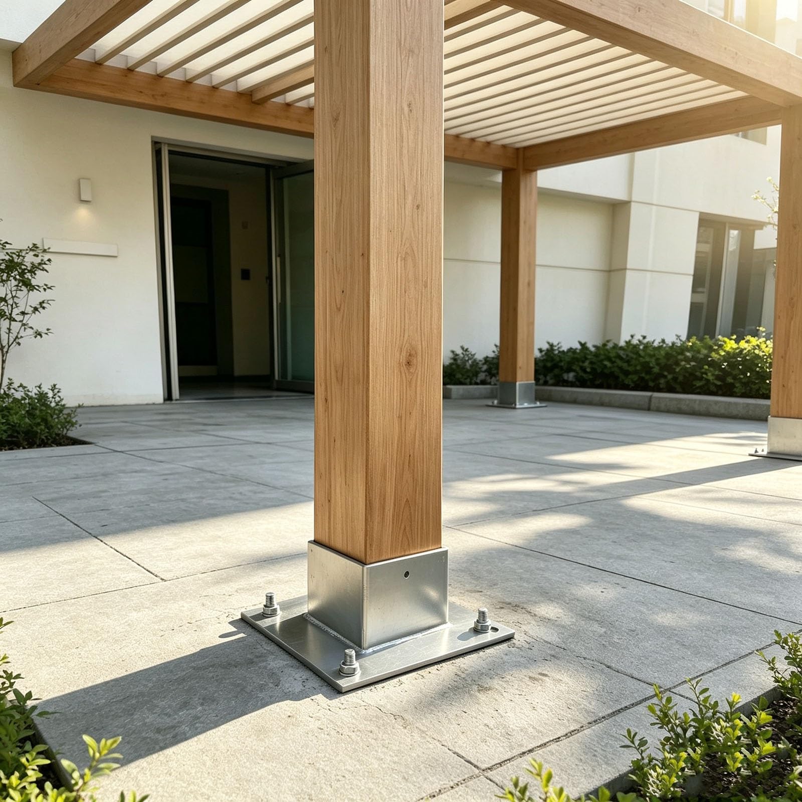 Soporte para Poste Base para Postes de Madera Anclaje De Base para Poste De Barandilla De Terraza | Kit De Soportes De Soporte Para PabellóN De Alta Resistencia, Con Tornillos(95x95mm/3.7x3.7")