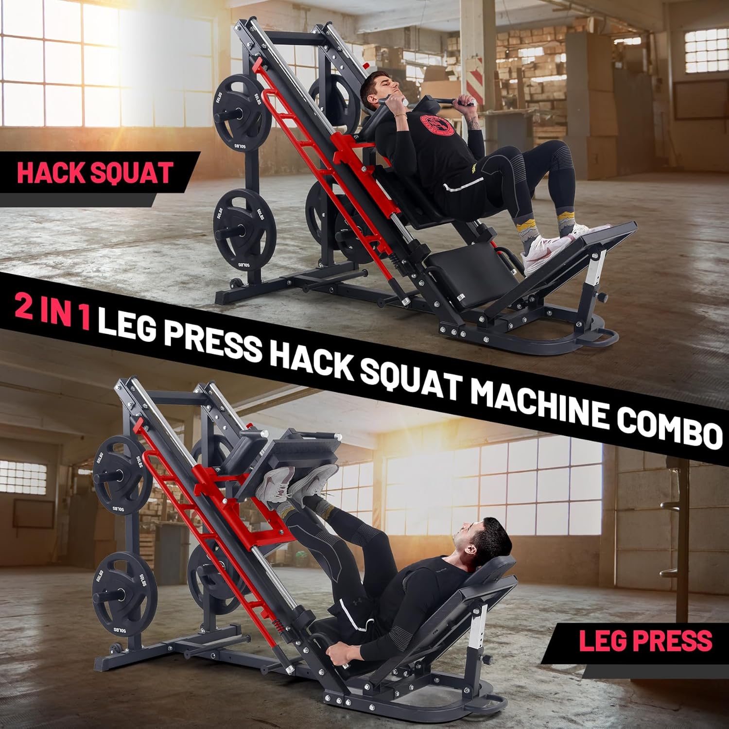 Leg Press Hack Squat Machine, 2 in 1 Leg Press Machine for Home Gym with Linear Bearing, Specialty Hack Squat Machine for Full Lower Body Workout with Calf Block Leg Press Hack Squat Machine, 2 in 1 Leg Press Machine for Home Gym with Linear Bearing, Specialty Hack Squat Machine for Full Lower Body Workout with Calf Block