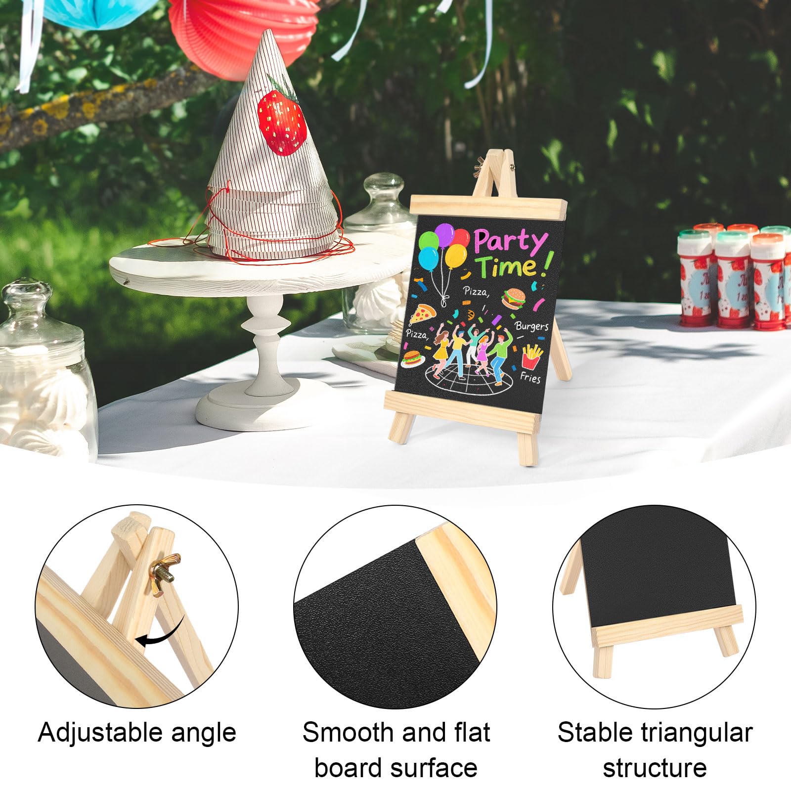 Kreidetafel Aufsteller 2 Stück Schiefertafel zum Beschriften 29 x 16 cm Kleine Tafel mit 12 Kreidefarben und Tafelwischer Kreidetafeln für Preisschilder Buffettisch Geburtstag Hochzeit Party Event