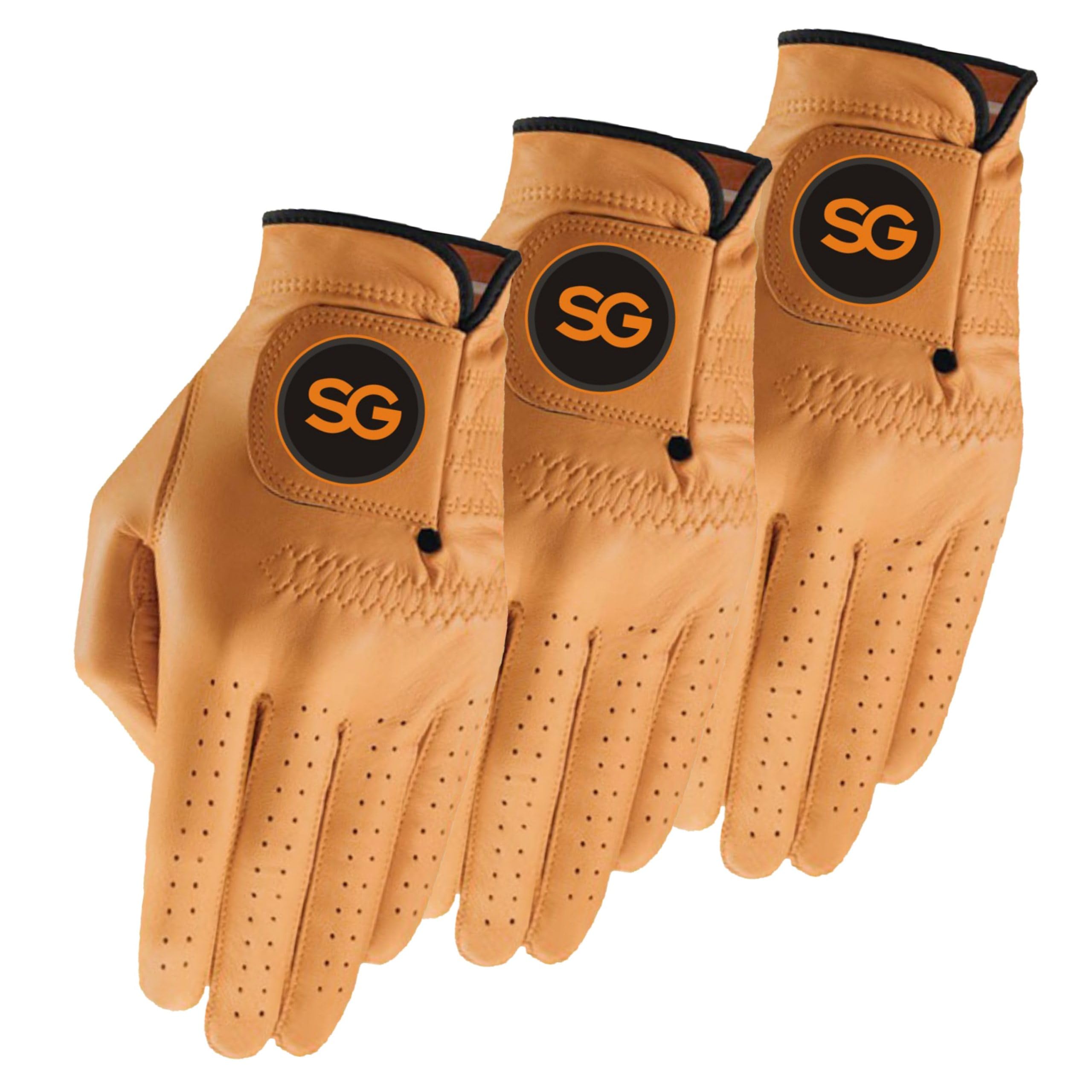 Golf Gloves Men -Cabretta Leather Pack of 3 Gloves, for All Weather Conditions, Soft Feel Grip, Breathable