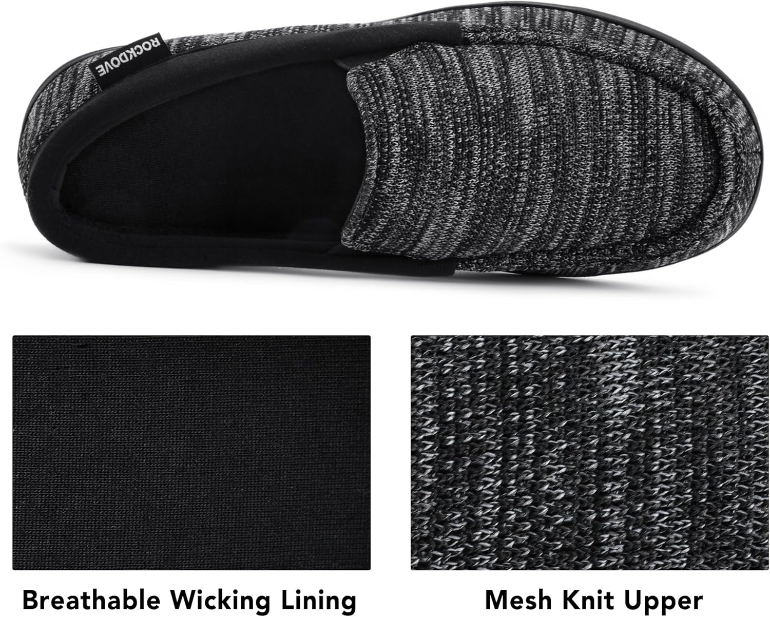 RockDove Men's Tweed Memory Foam Moc Slipper - Image 4