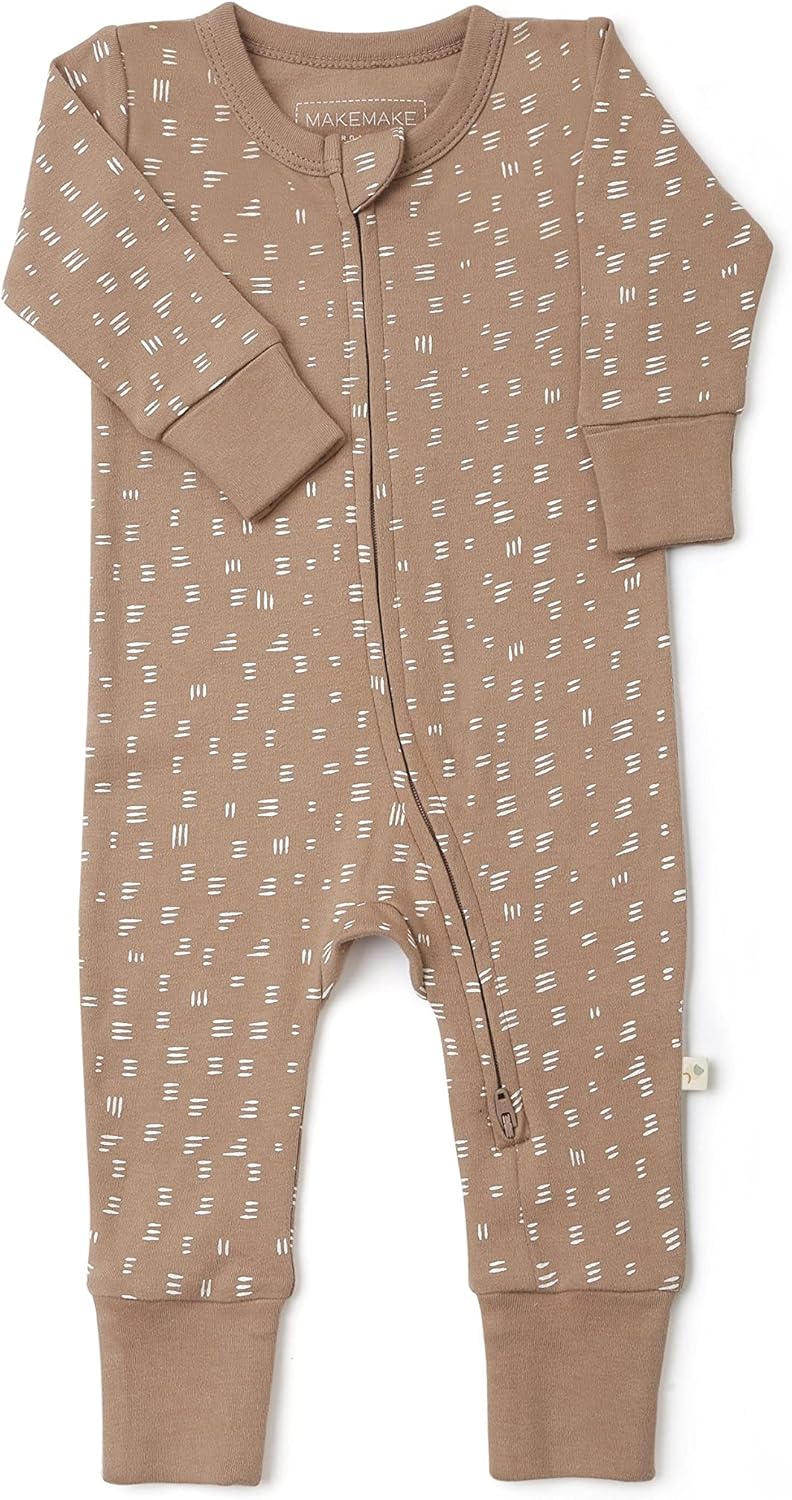 Makemake Organics Organic 2-Way Zip Romper - Sage Stripes