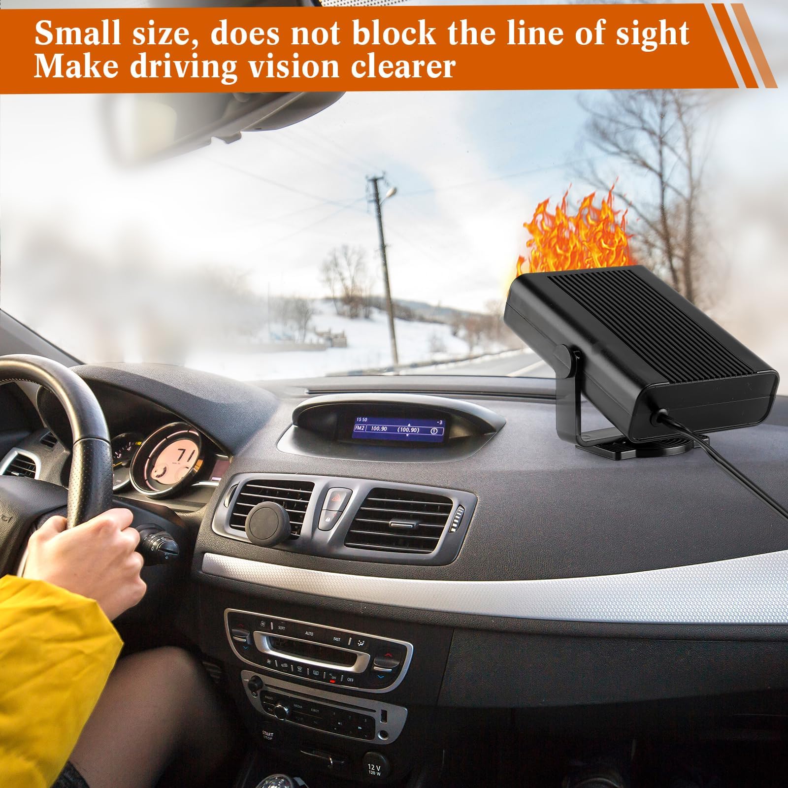 Auto Heizung, Tragbarer 12V Autoheizung Stecker in Zigarettenhalter 2 in 1 Heizung und Kühlung schneller Heizung Abtau 360 ° Rotatable Windschutzscheibe Defroster