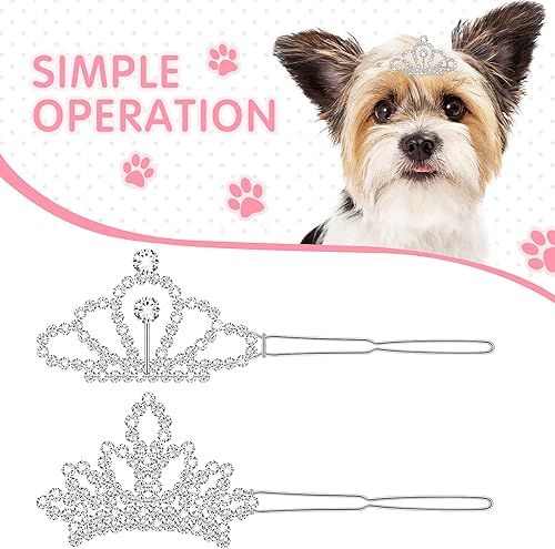Miniatura 4 de MTLEE 2 pinzas para el pelo de tiara para perro, con diamantes de imitación de cristal transparente, pasadores para mascotas, pasadores para