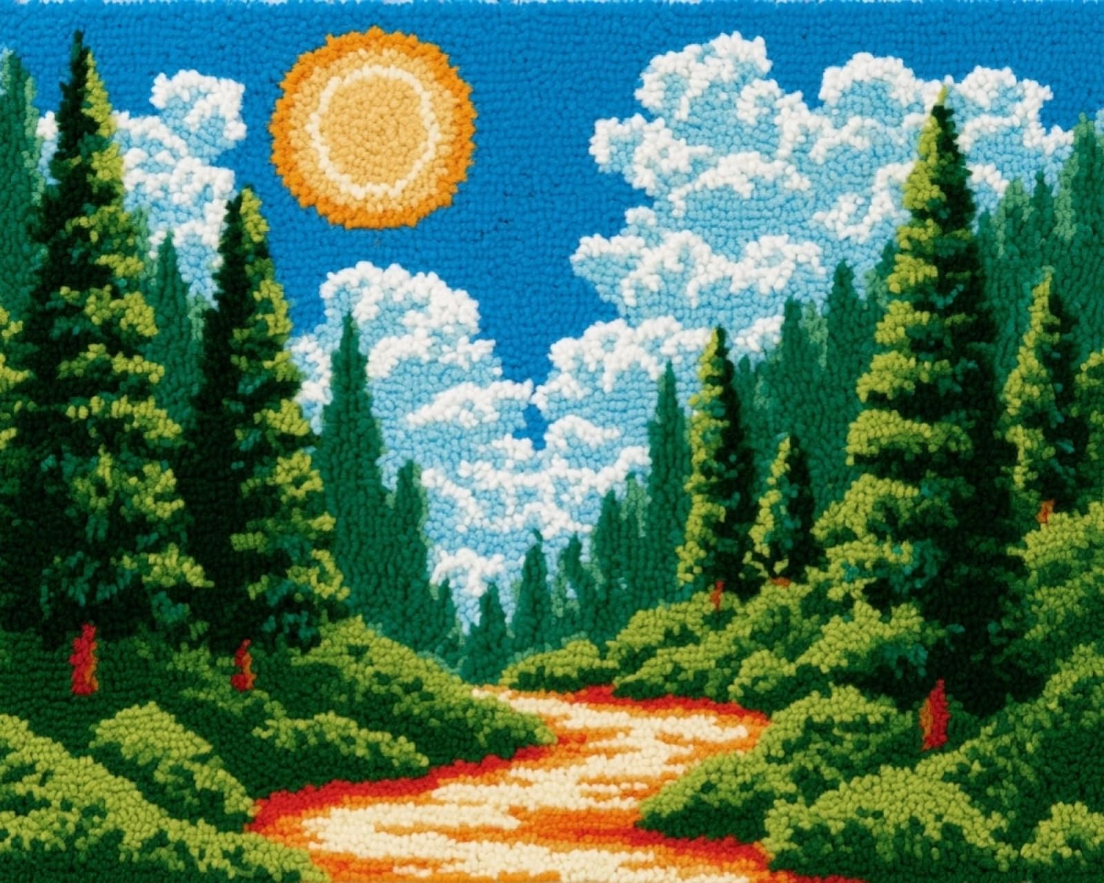 Wallphantom Latch Hook Rug Kits,Sunshine Forest Landscape
