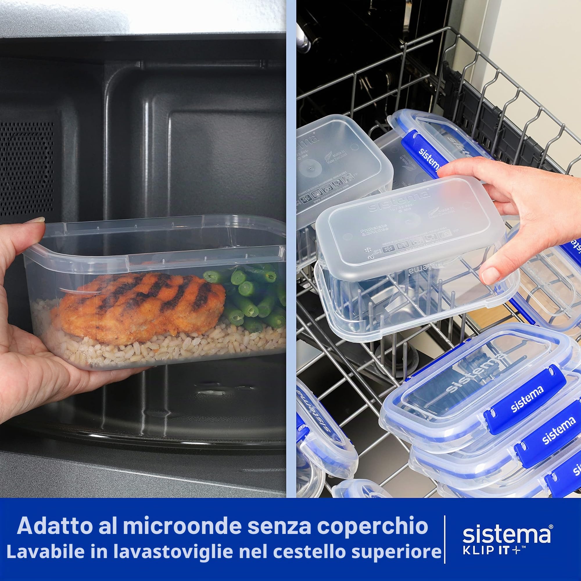 Sistema KLIP IT PLUS contenitori per alimenti 2,2 L ermetici impilabili 3 pezzi