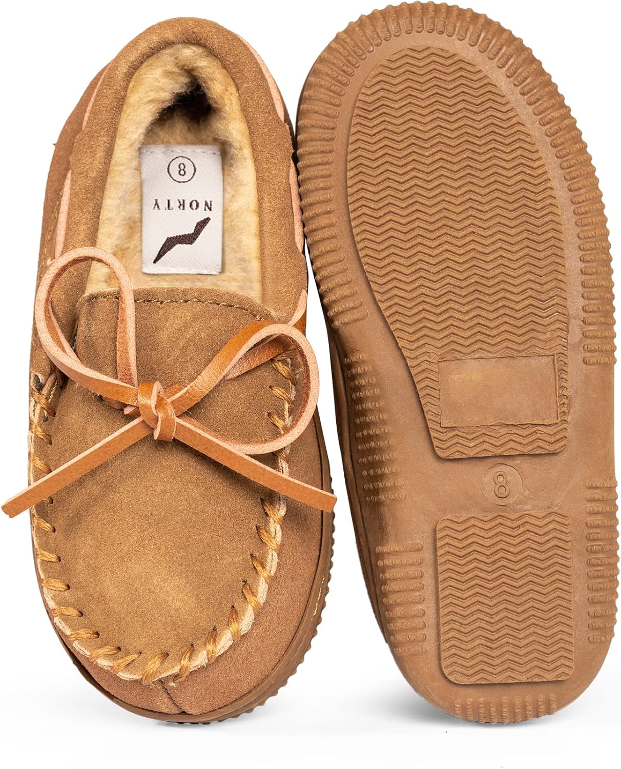 NORTY Moccasin House Slippers for Kids- Slip-On Toddler Shoes for Boys and Girls - Suede - Runs True to Size - Image 7