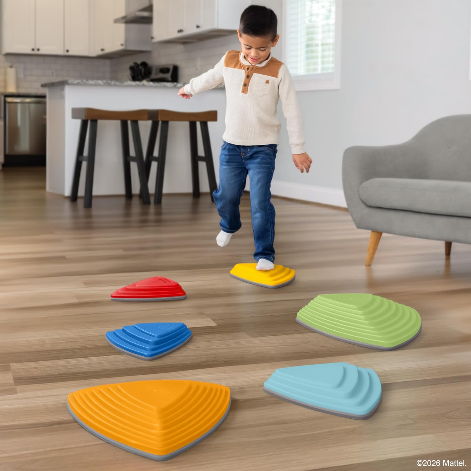 Fisher-Price™ Stepping Stones for Kids – Durable Non-Slip Stones Encourage Toddler Balance & Gross Motor Skills, Indoor & Outdoor Toys, Obstacle Course Play