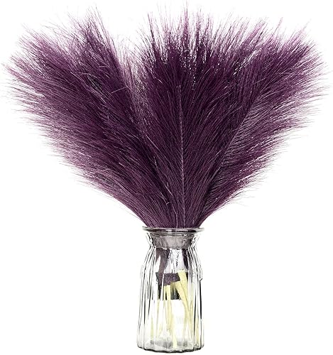 KitWinner Hierba de pampa sintética 6 tallos de hierba de pampa artificial hierba pomposa para jarrón pequeño decoración bohemia del hogar arreglos