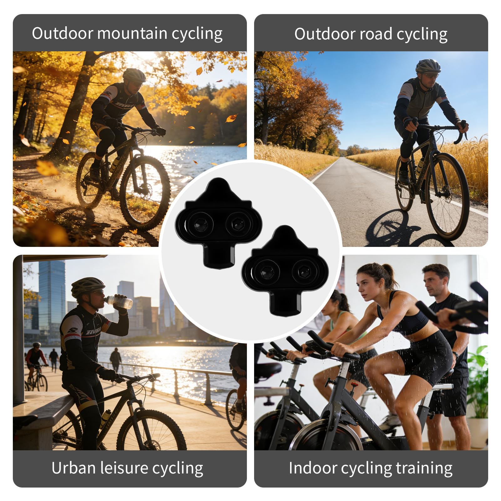 Zapatas para bicicleta compatibles con Shimano SPD SH51, tacos SPD con placas antideslizantes, adecuadas para zapatos de ciclismo de montaña, con llave de apriete, fijación de 2 agujeros