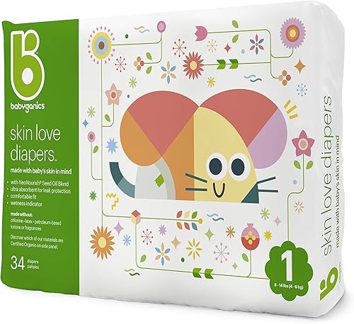 Miniatura 2 de Babyganics Pañales, talla 1, 34 unidades, pañales ultra absorbentes, 2 paquetes