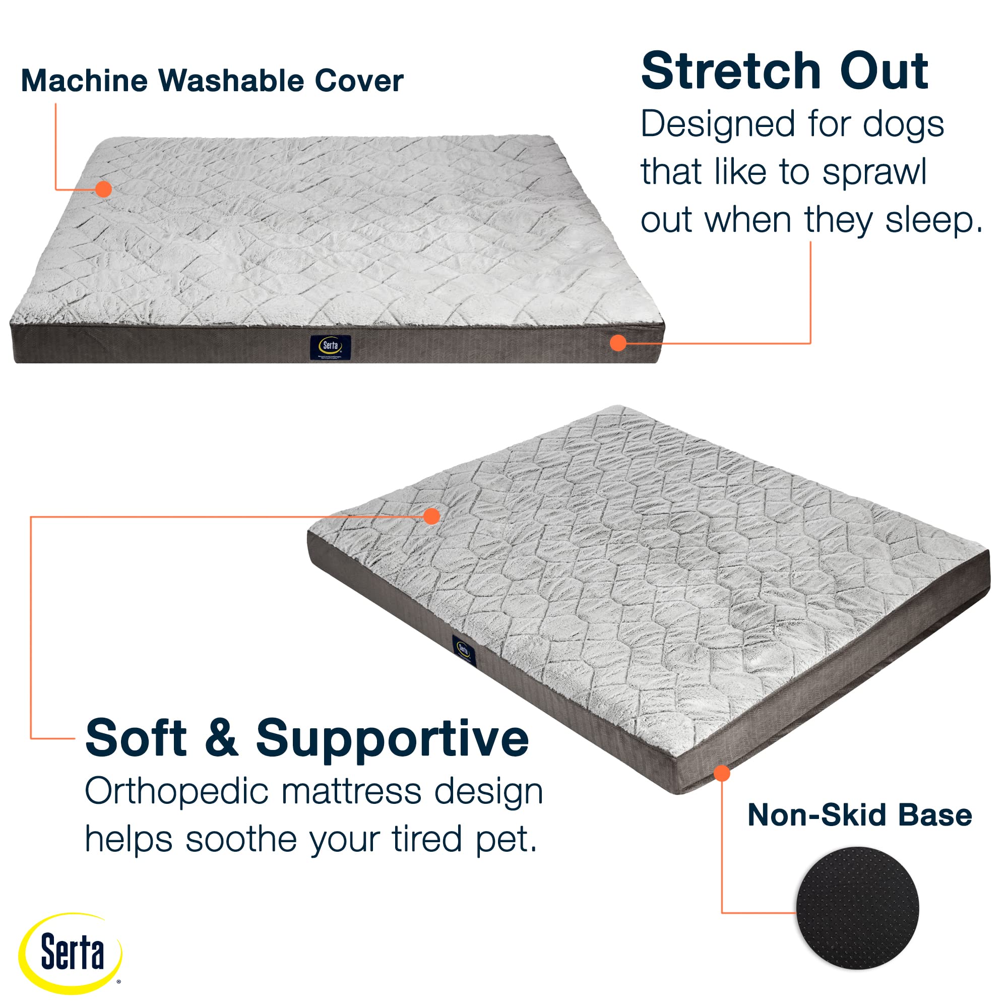 Serta Orthopedic Quilted Pillow Top Dog Bed for Pets