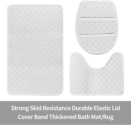 Miniatura 6 de MICEAN Juego de 4 cortinas de ducha con alfombras antideslizantes, cubierta para tapa de inodoro y tapete de baño, decoración de baño con ganchos,