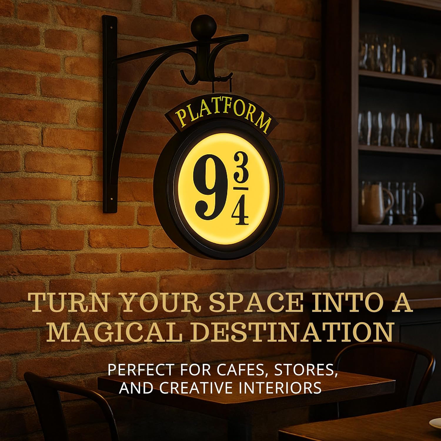 9¾ Platform Hanging Night Light – Platform 9 3/4 Light LED Wall Mount Lamp with Remote Magic Wall Decor for Bedroom Living Room or Patio Decorative Lighted Wall Sign for Fantasy-Themed Room or Gift