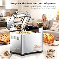 Vista 3 de KBS Pro 710W 2LB Bread Maker, Stainless Steel 17-in-1 Smart Bread Machine with Healthy Ceramic Pan, Automatic Nut Dispenser, Tempered Glass Touch