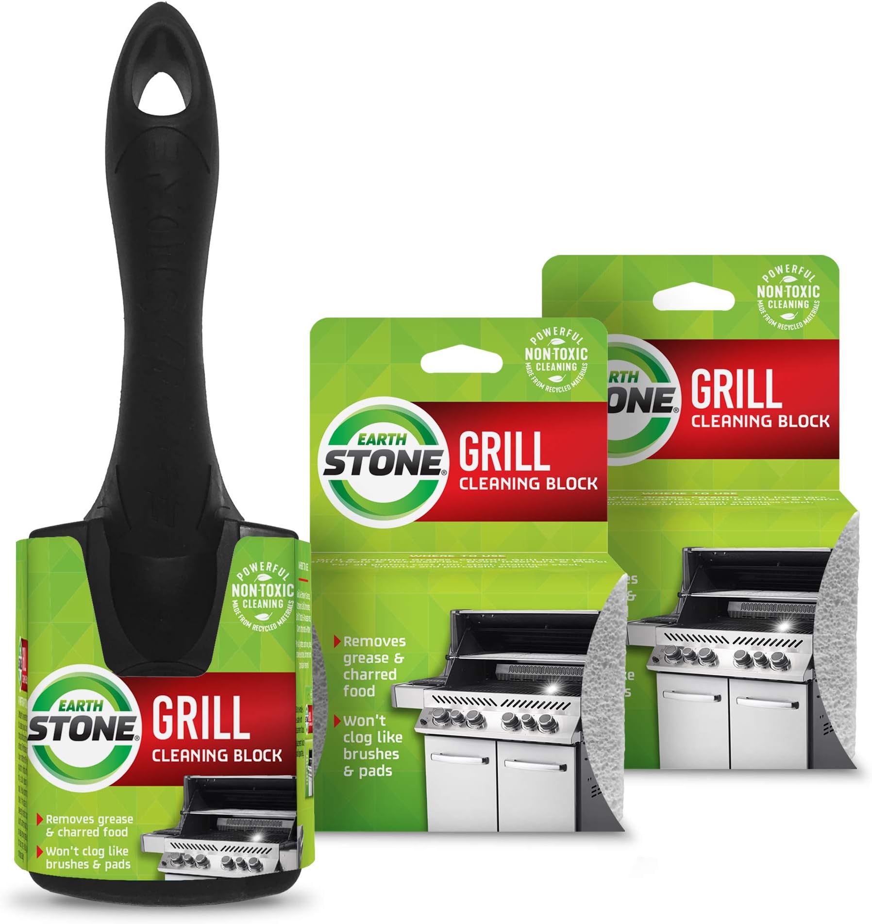 GrillStone Grill Cleaner Starter Set, with Handle and Two Blocks