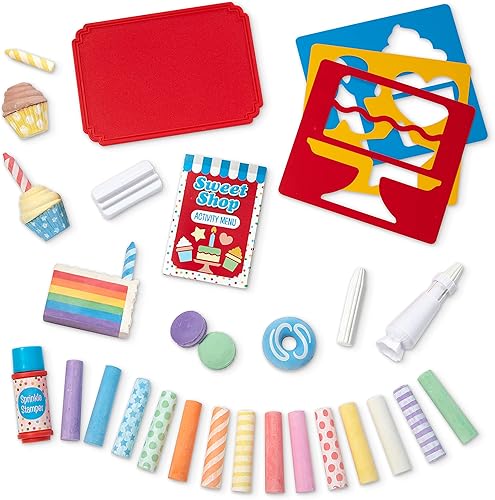 Melissa & Doug Sweet Shop - Juego de tiza multicolor y soportes, 33 piezas, gran regalo para niñas y niños