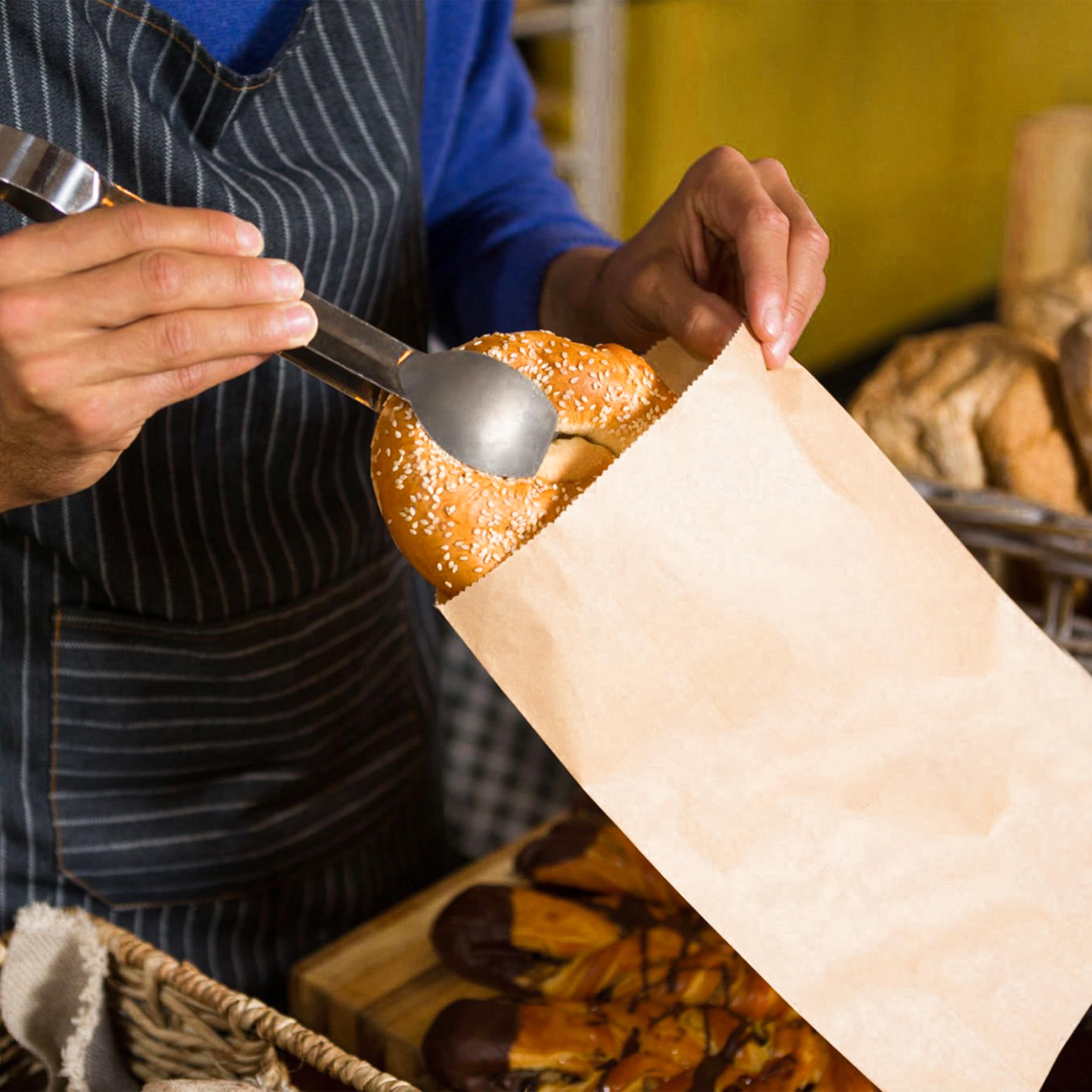 Borsa per il pranzo in carta da 2,3 kg, 100 pezzi, marrone, per bambini, sandwich, sacchetti di carta per alimenti, grandi dimensioni, snack, mestiere, riciclabili, usa e getta, imballaggio al forno