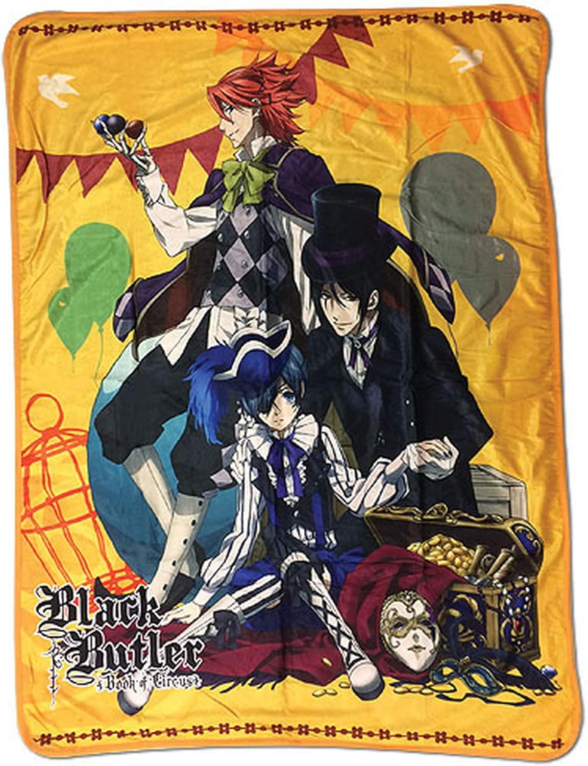 Black Butler B.O.C. - Ciel, Sebastian, & Joker Sublimation Throw Blanket