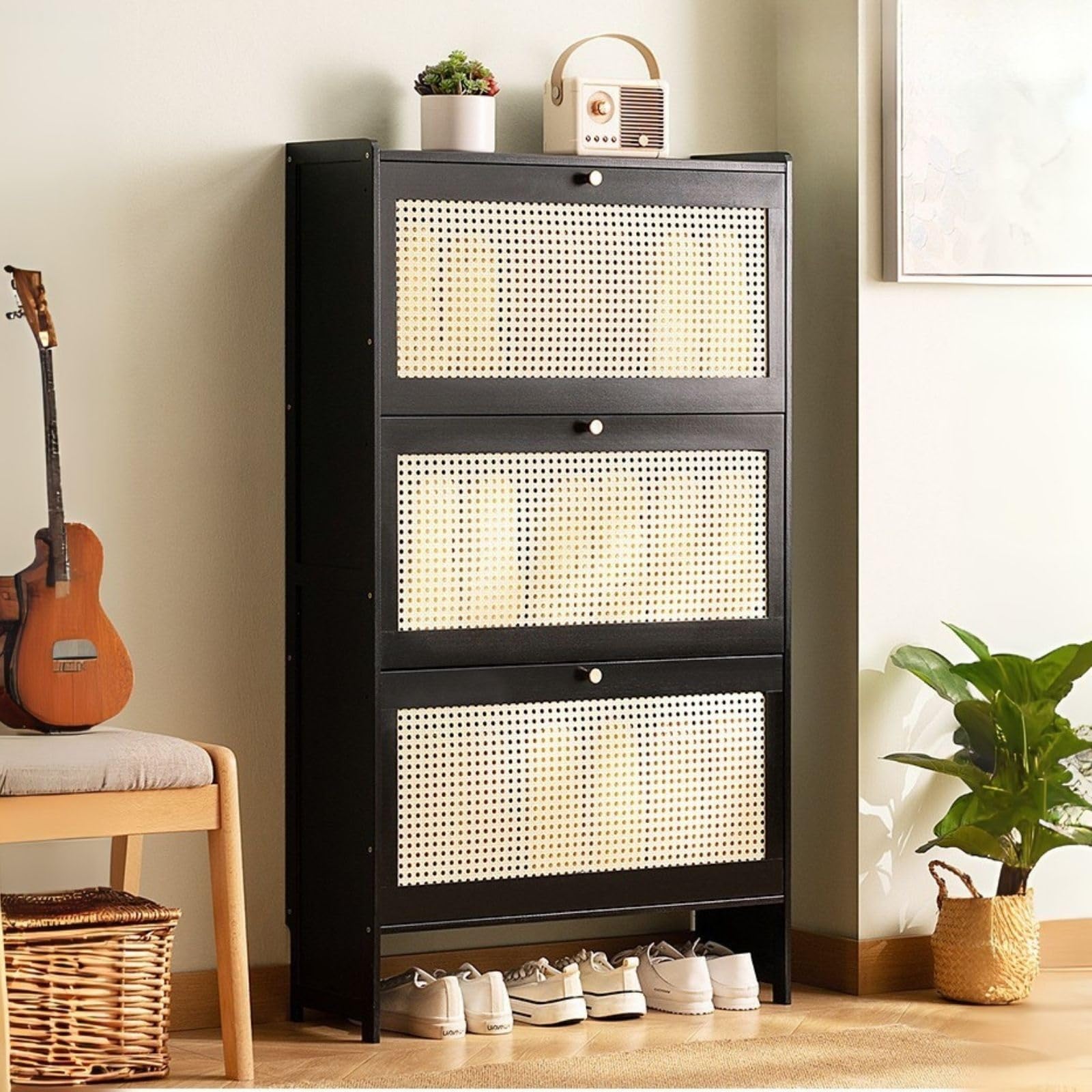 Meuble à chaussures de 24 cm de profondeur pour organiser un couloir étroit