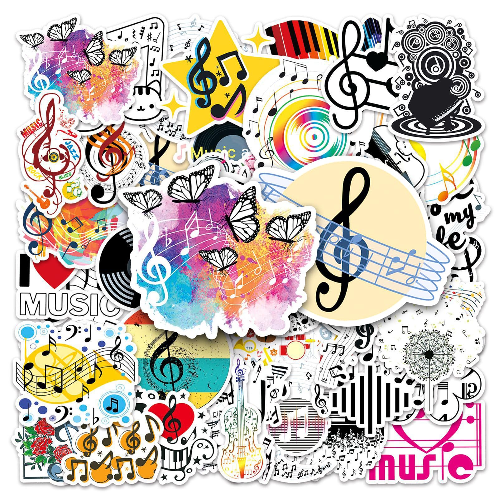 50PCS Music Sticker Music Notation Phonetic Symbol Stickers for Lovers Gifts - Kids Teenagers Vinyl Skateboard Guitar Laptop Luggage