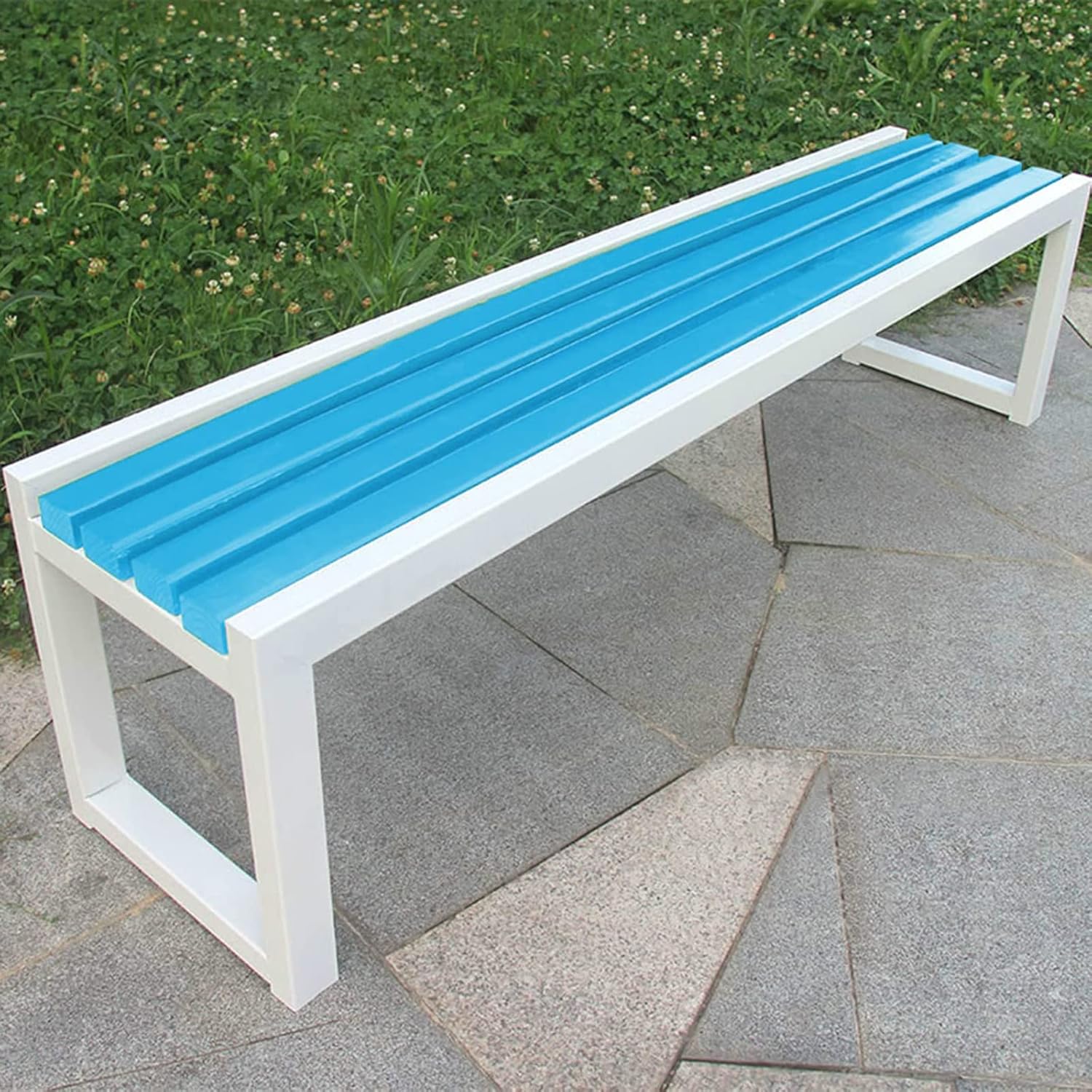 Benches Garden Bench Outdoor Patio Seating Backless Park Chair Lawn Path Slatted Seats,Wooden Outdoor Bench Seat for 2 3 People Garden Park Bench for Patio Lawn and Park 100x40x45cm Size Dur