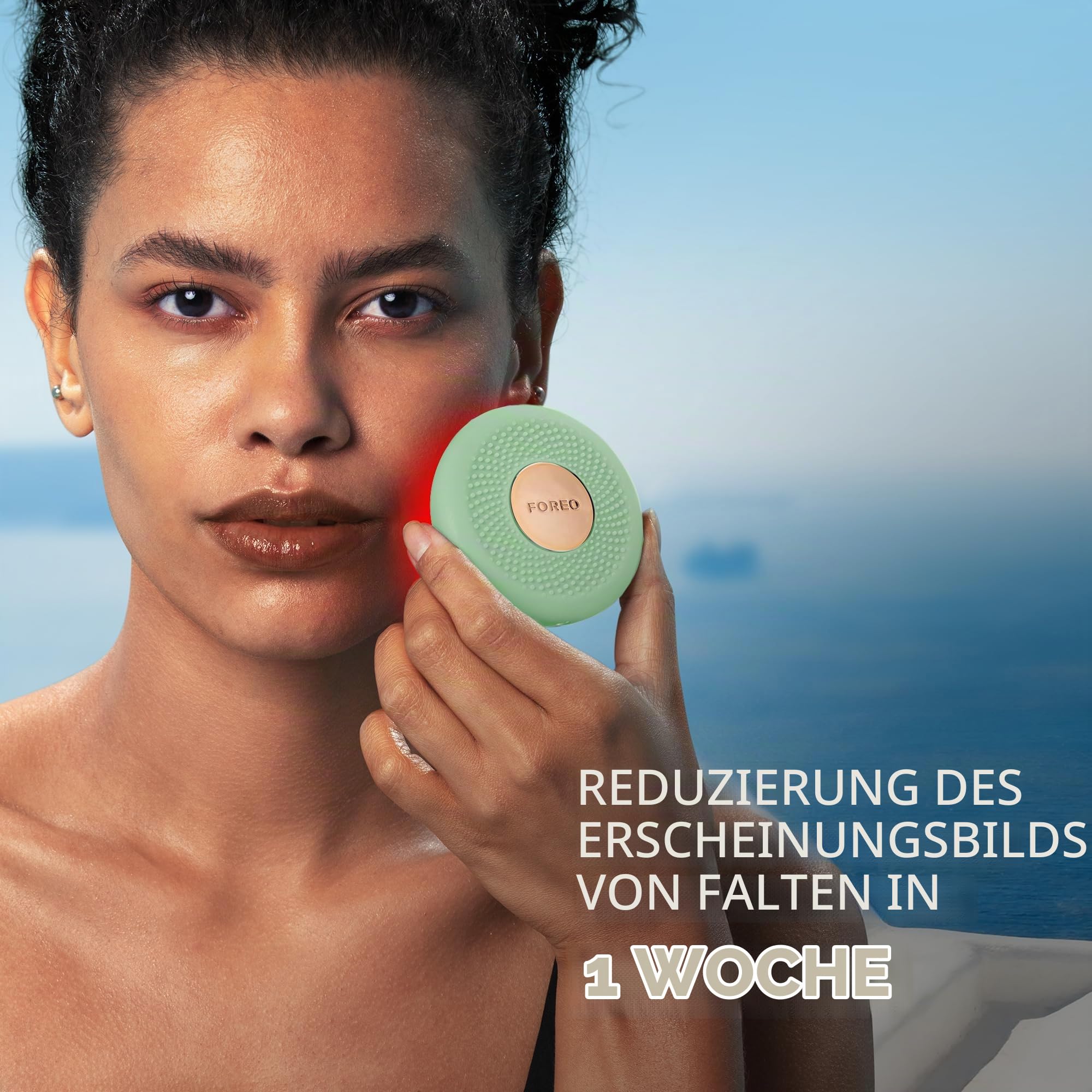FOREO UFO 3 go Gesichtsmasken-Hautpflegegerät unterwegs – Feuchtigkeitscreme – Anti-Aging-Pflege – Vollspektrum-LED- und Rotlichttherapie – Thermotherapie – T-Sonic-Massage – kompakt – Pistachio