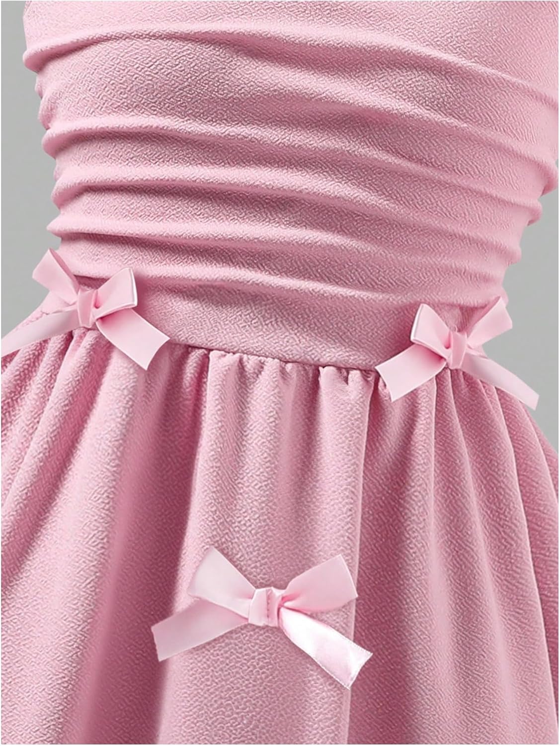 Girl's Bowknot Ruched Cami Dress Textured Cute Party Dresses A Line Dress - Image 5
