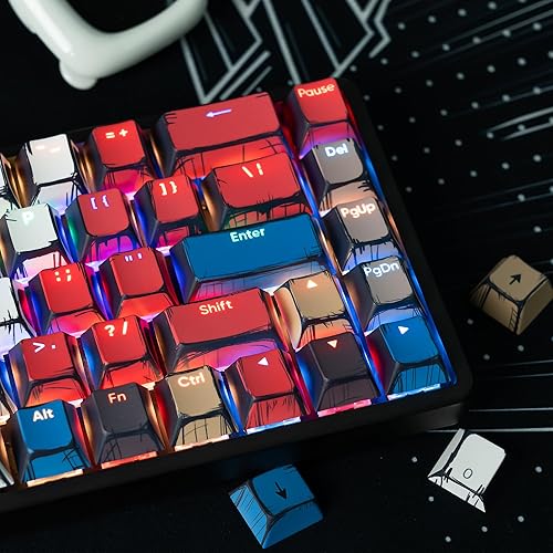 Miniatura 2 de Teclas PBT Retro Anime - Teclas de cerezo, teclas de teclado personalizadas 60, 65, 75, 100 por ciento, 5 sublimación de tinte lateral, 141 teclas