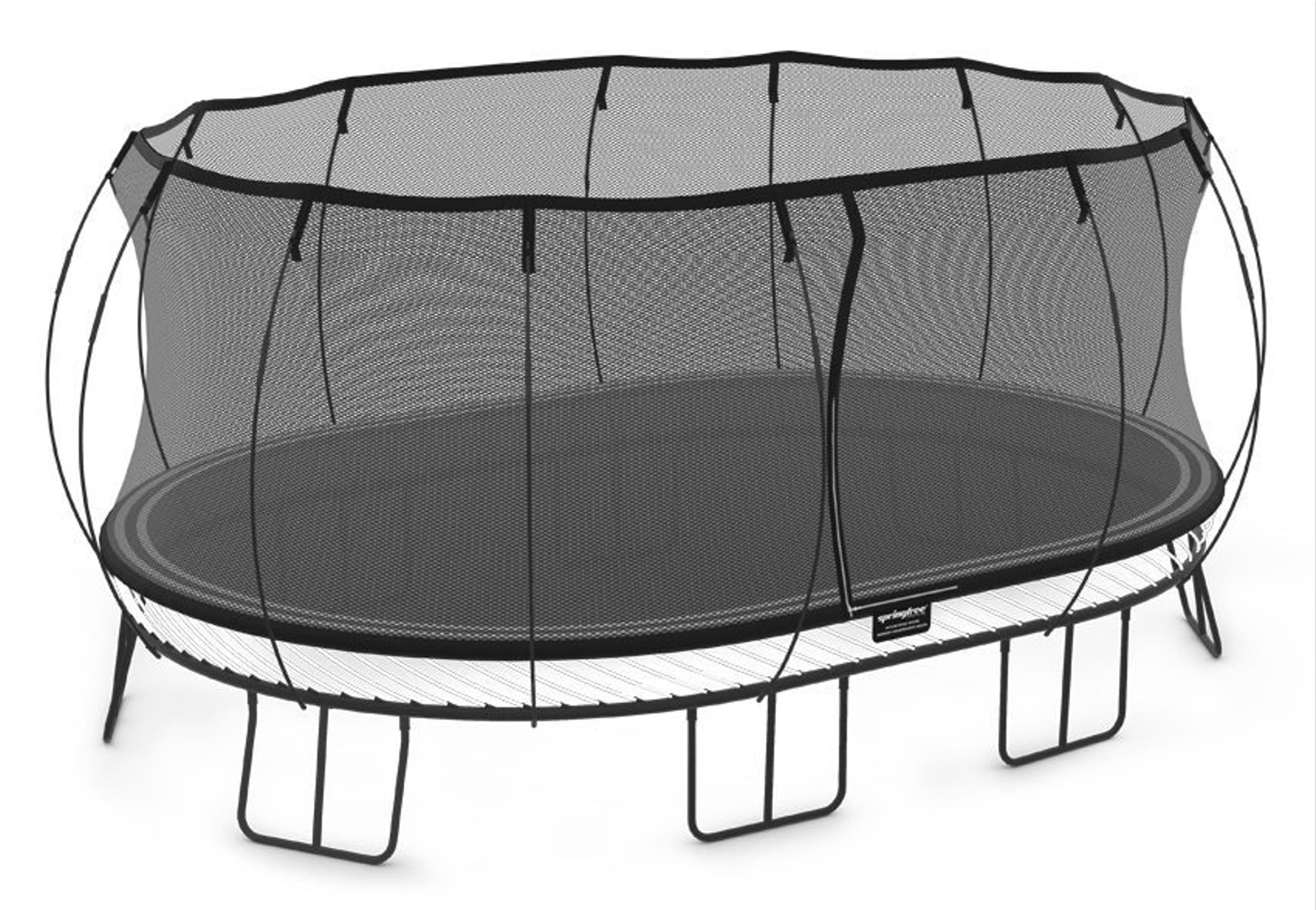 Springfree Trampoline 12' x 19' Outdoor Jumbo Oval Trampoline with FlexrStep V2 Ladder Accessory with Safety Lock for Easy Entry, Black