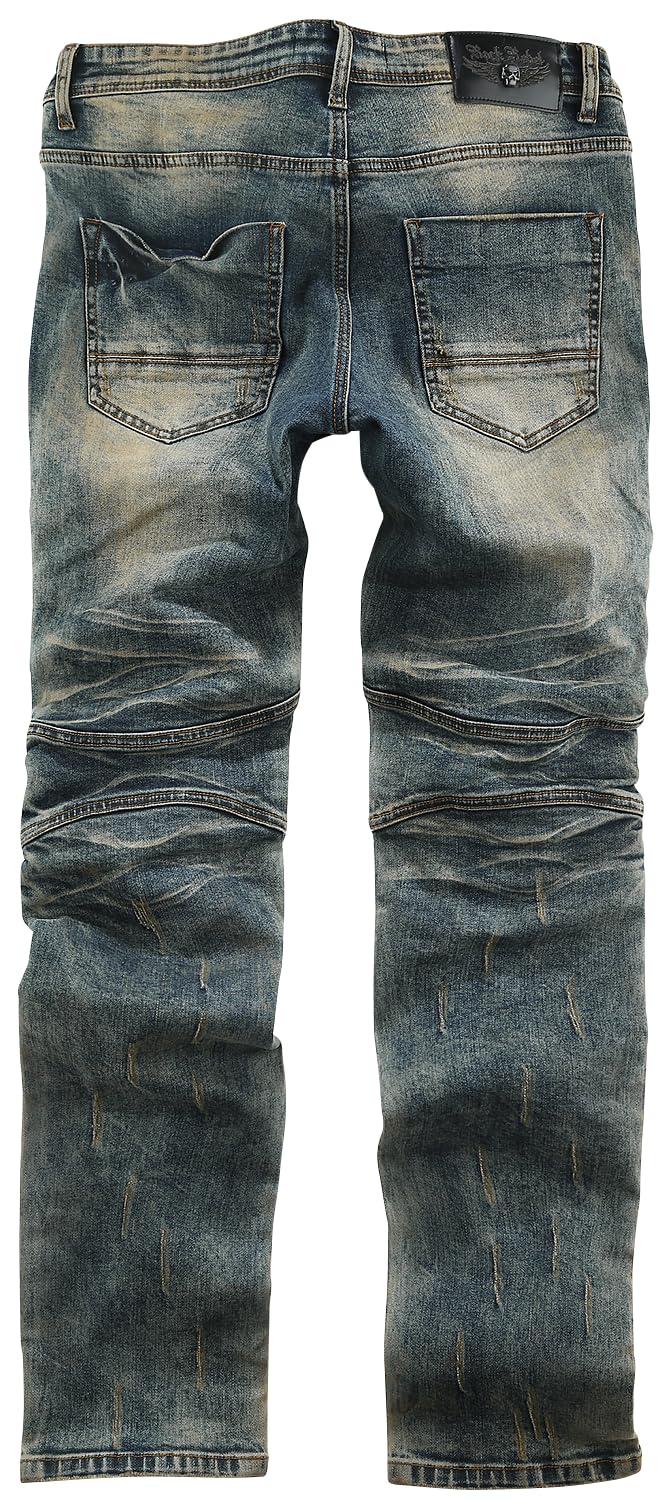 Rock Rebel by EMP Herren Blaue Biker-Jeans mit individueller Waschung