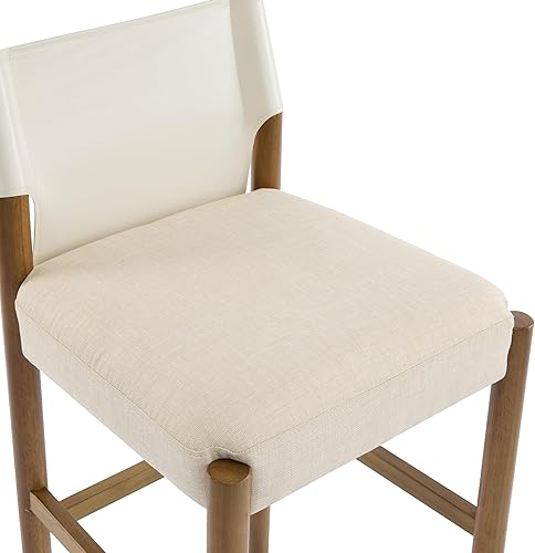 Miniatura 7 de Merax Juego de 2 taburetes de bar de altura de mostrador, taburetes de bar modernos de madera maciza con respaldo y cojín tapizado, sillas de bar