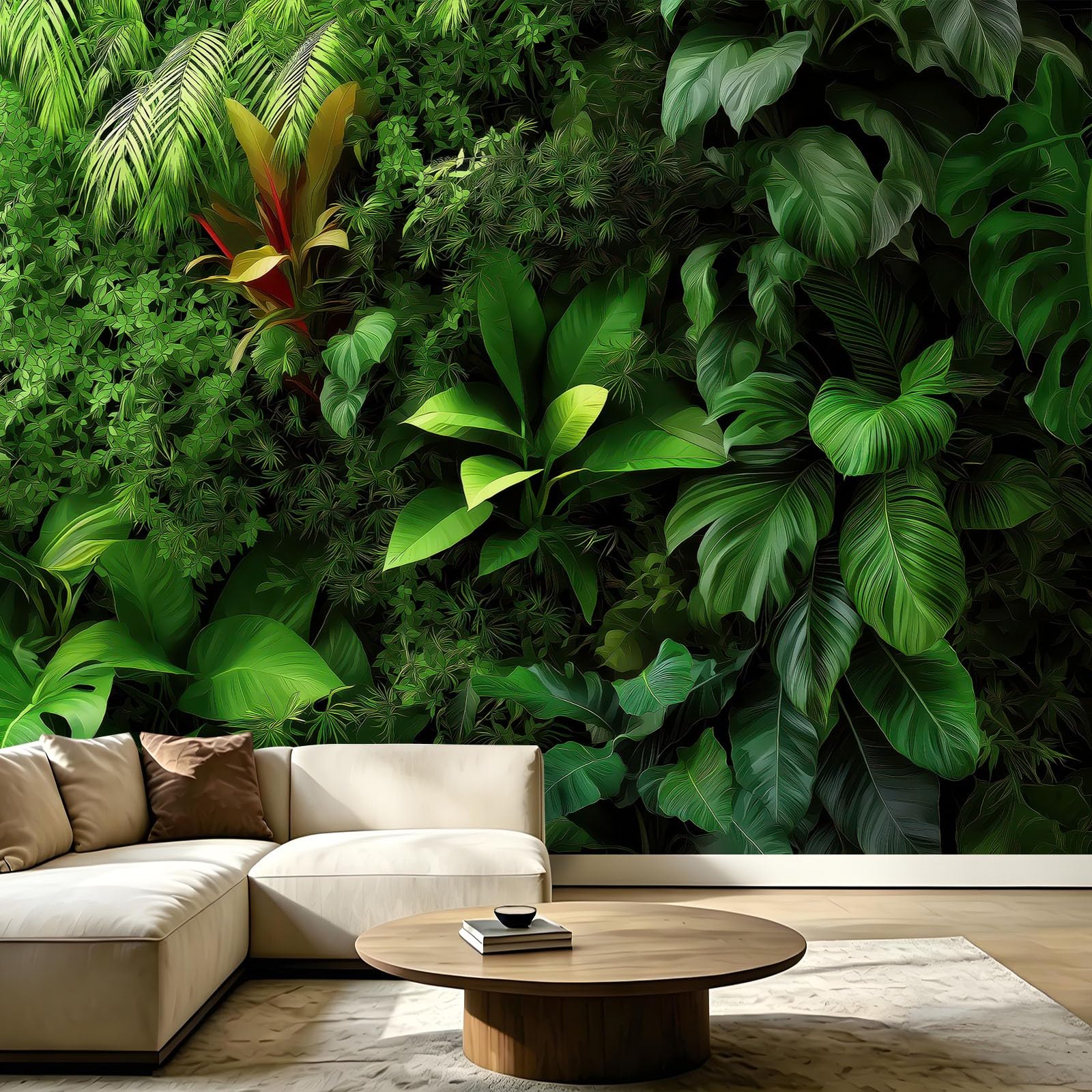 Carta da parati fotografica 3D, paesaggio botanico, bianco, 300 x 210 cm, carta da parati fotografica di alta qualità, per soggiorno, giardino d'inverno, caffetteria, boutique, in tessuto non tessuto