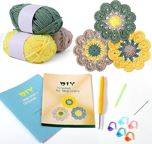 XANGNIER Kit de inicio de ganchillo con tutoriales en video paso a paso, gancho, accesorios, kit de principiantes para aprender a ganchillo para