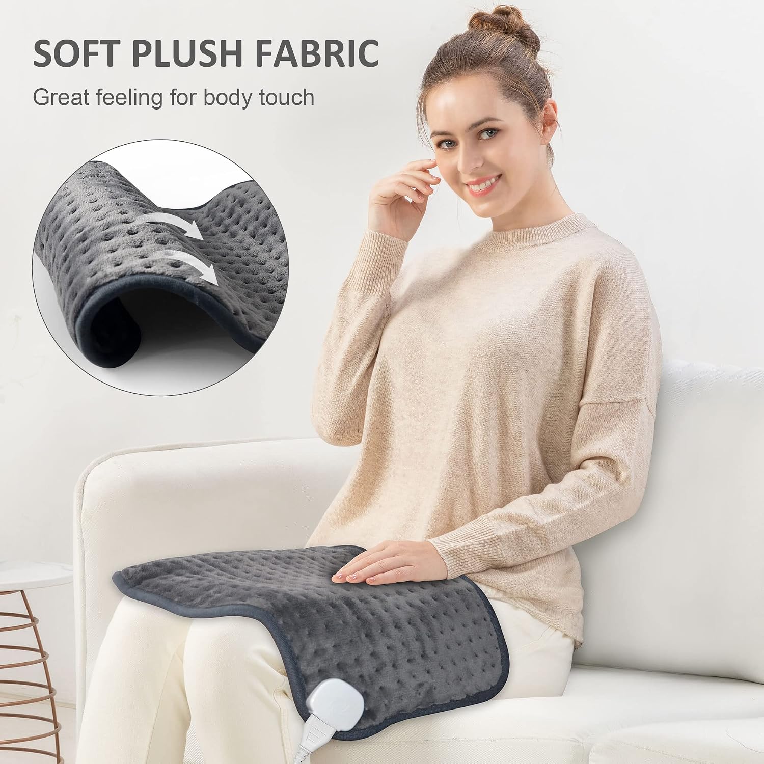 Snailax Heating Pad for Back Pain Relief, Electric Heat Pad for Period Cramps, Neck, Shoulders, 16”x24”, Heated Pad with Adjustable Strap, 6 Heat Levels, Auto Shut Off,Gifts
