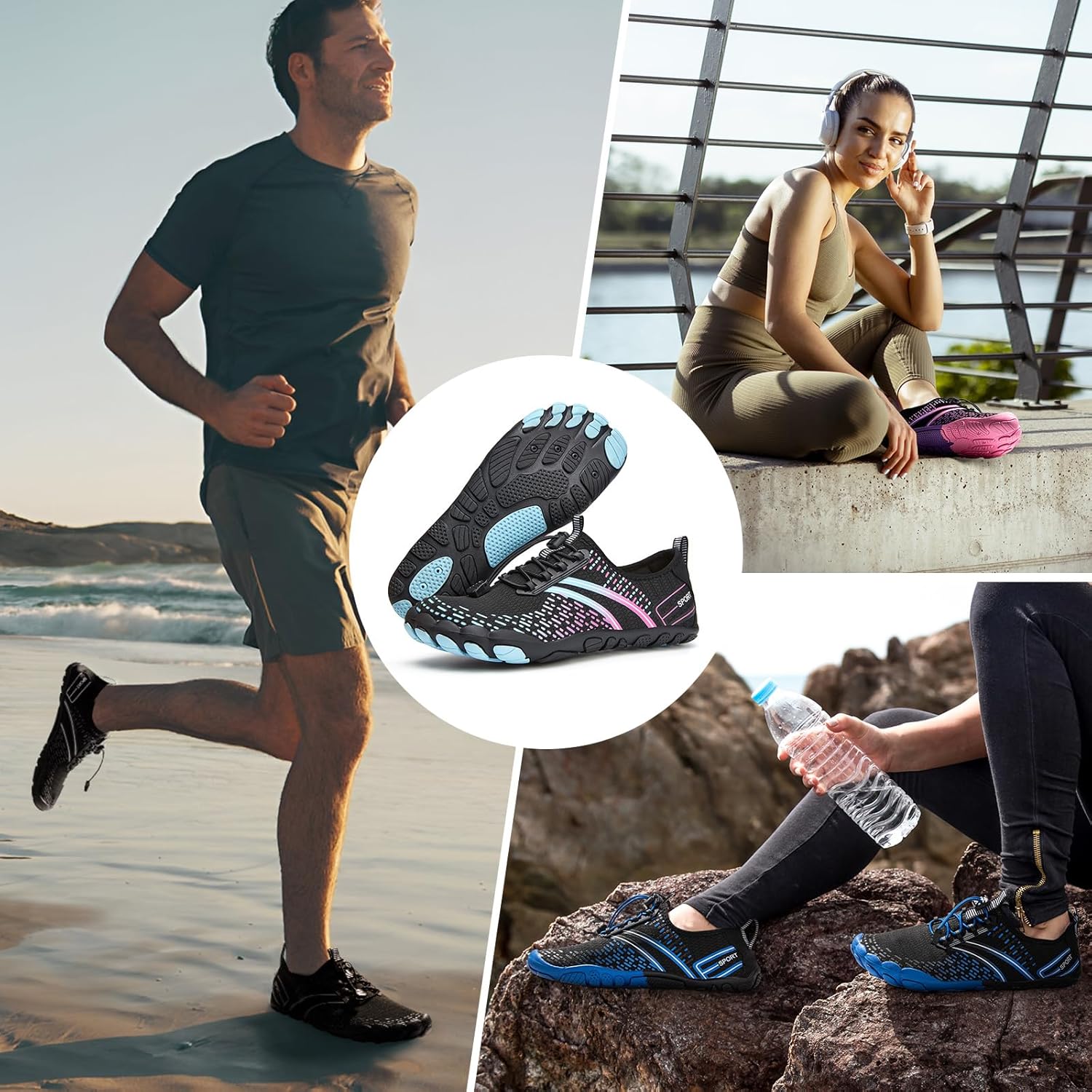 ATHMILE Hiking Barefoot Water Shoes for Women Men Beach Swim Aqua Pool River Quick Dry Athletic Wide Toe Outdoor Sport Kayaking Boating Rock Climbing Yoga Lake - Image 2
