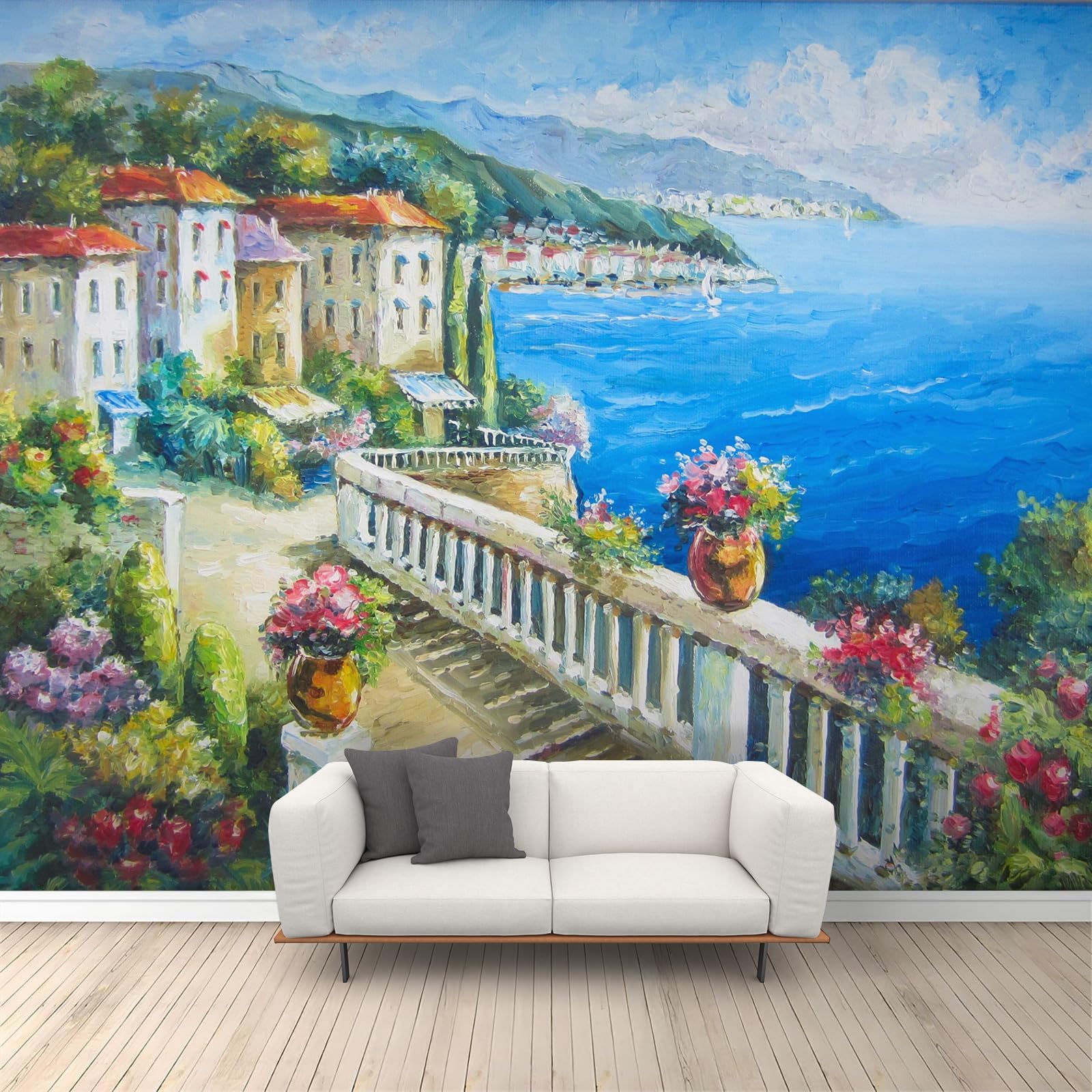 Papier peint paysage marin européen pour créer une vue sur mer dans votre salon